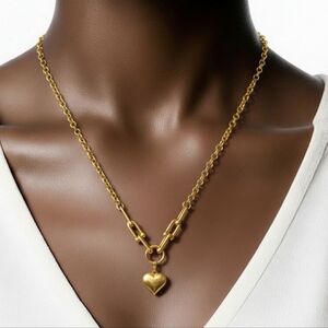 Elegant Horse shoe Stainless Steel Heart Pendant Chain Necklace